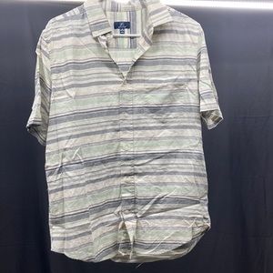 Blue green white short sleeve shirt George Medium